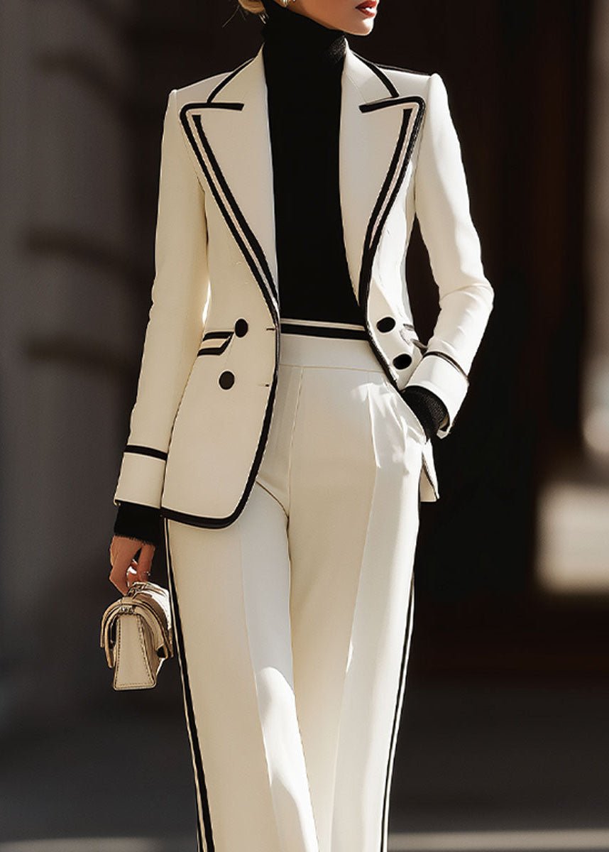 Chloe | Completo da donna a doppio petto: blazer strutturato e pantaloni a gamba larga
