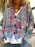 Olivia | Cardigan da donna in maglia con ricami floreali e chiusura frontale con bottoni