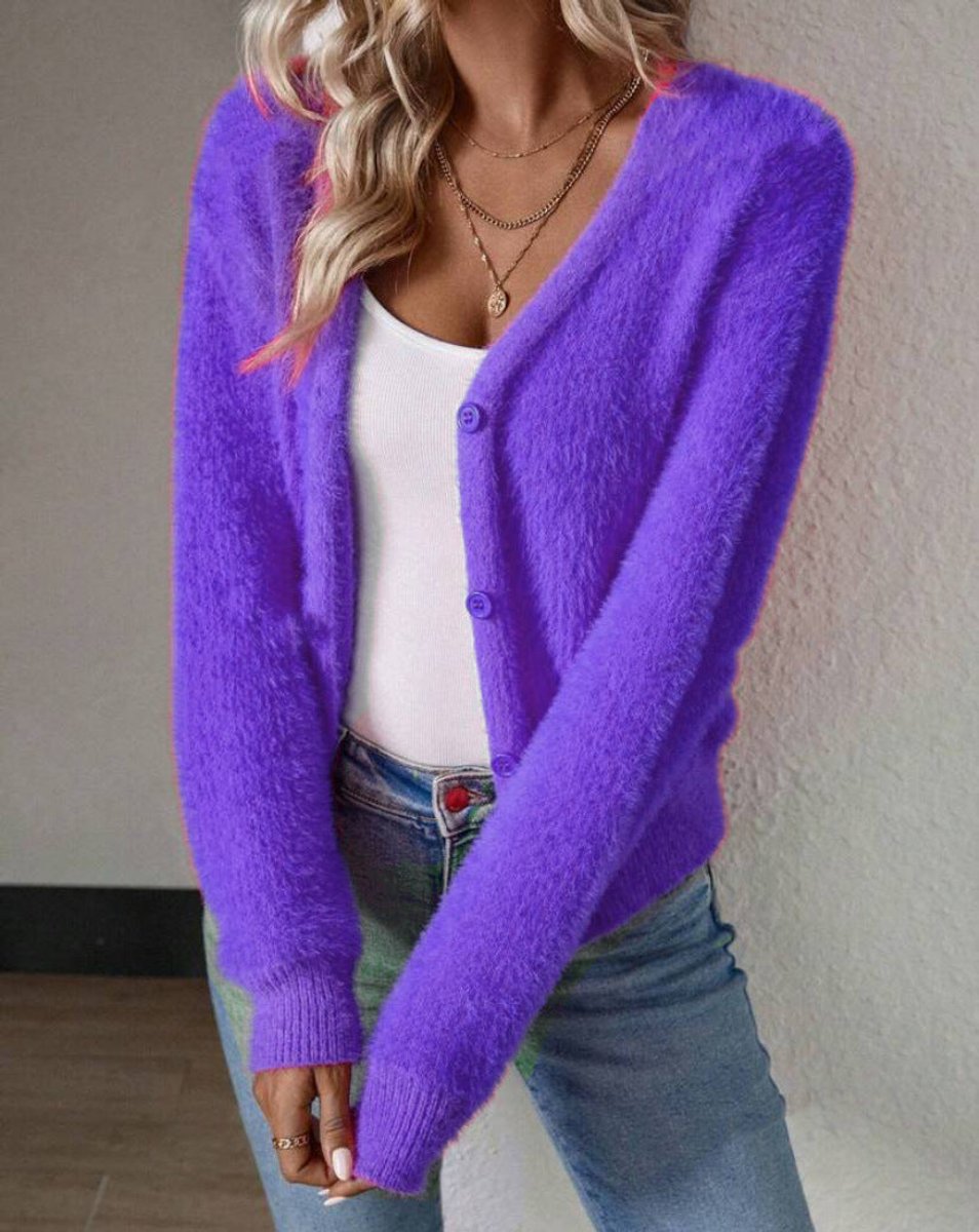 Layla | Cardigan da donna in maglia morbida con scollo a V e abbottonatura frontale