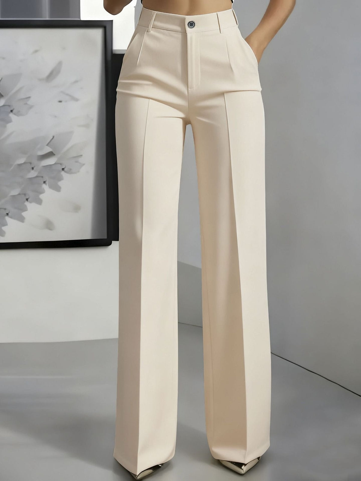 Isabella | Pantaloni da donna a vita alta, a gamba larga, con piega frontale e vestibilità dritta