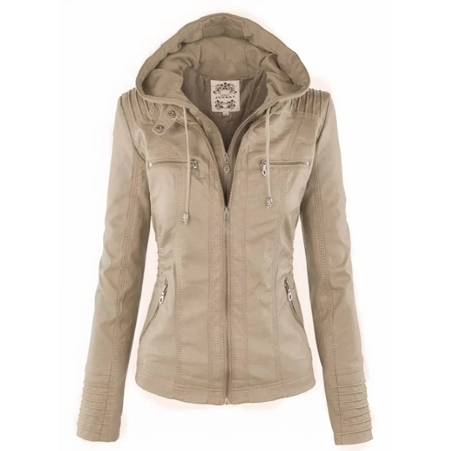 Flavia | Giacca in pelle robusta ed elegante beige