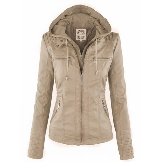 Flavia | Giacca in pelle robusta ed elegante beige
