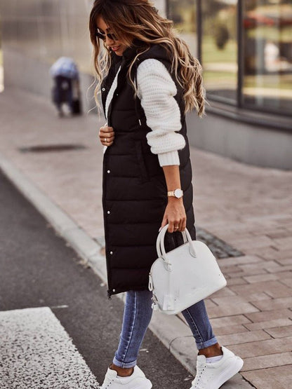 Emma | Gilet imbottito trapuntato con cappuccio, senza maniche, da donna, per l'inverno