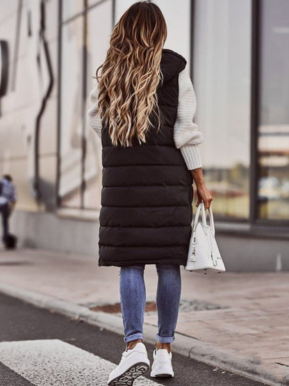 Emma | Gilet imbottito trapuntato con cappuccio, senza maniche, da donna, per l'inverno