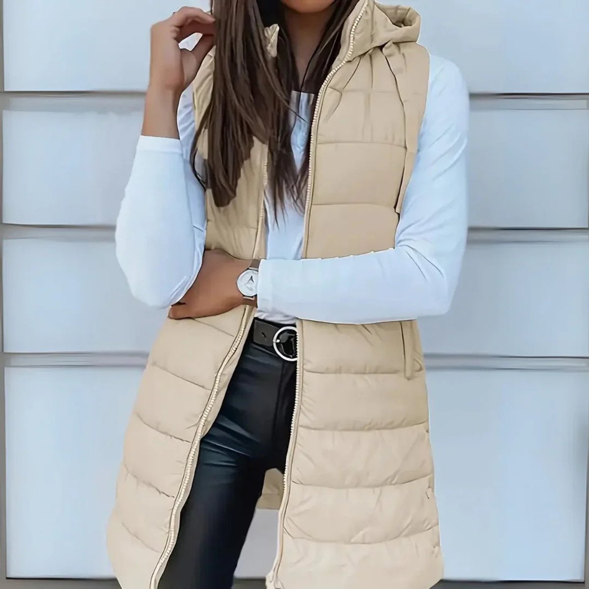 Madison | Gilet imbottito da donna, lungo, con cappuccio e senza maniche, leggero, perfetto per vestirsi a strati