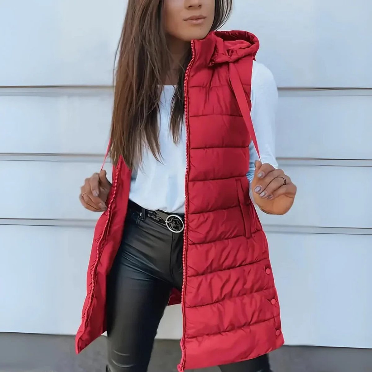 Madison | Gilet imbottito da donna, lungo, con cappuccio e senza maniche, leggero, perfetto per vestirsi a strati