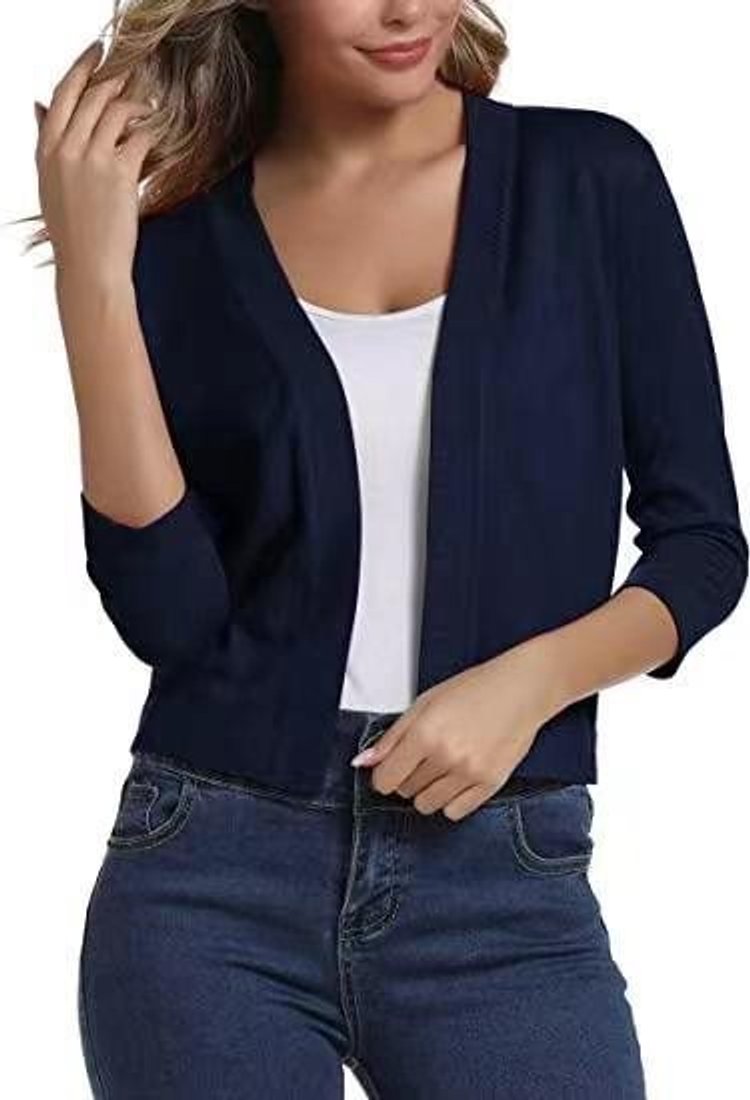 Olivia | Cardigan corto da donna con apertura frontale e maniche a tre quarti