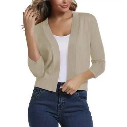 Olivia | Cardigan corto da donna con apertura frontale e maniche a tre quarti