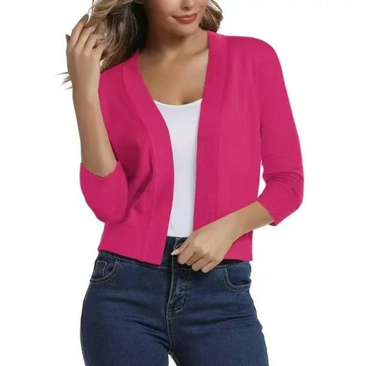 Olivia | Cardigan corto da donna con apertura frontale e maniche a tre quarti