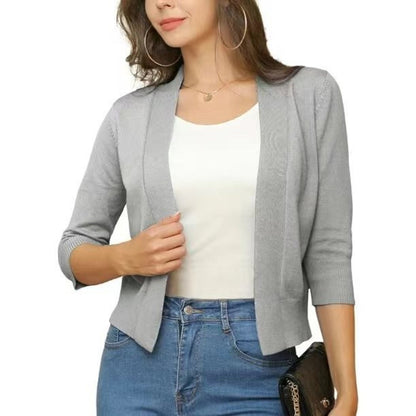 Olivia | Cardigan corto da donna con apertura frontale e maniche a tre quarti