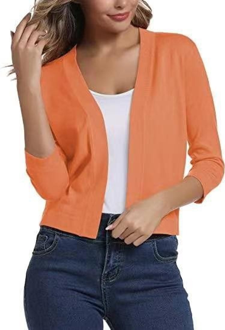 Olivia | Cardigan corto da donna con apertura frontale e maniche a tre quarti