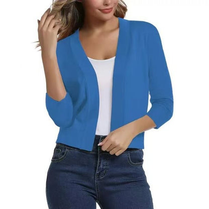 Olivia | Cardigan corto da donna con apertura frontale e maniche a tre quarti