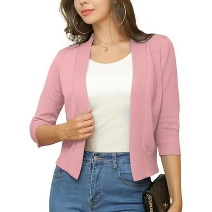 Olivia | Cardigan corto da donna con apertura frontale e maniche a tre quarti