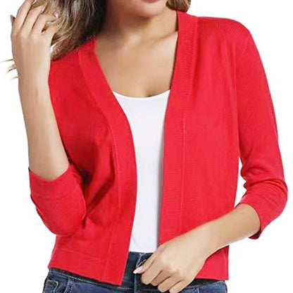 Olivia | Cardigan corto da donna con apertura frontale e maniche a tre quarti