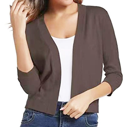 Olivia | Cardigan corto da donna con apertura frontale e maniche a tre quarti