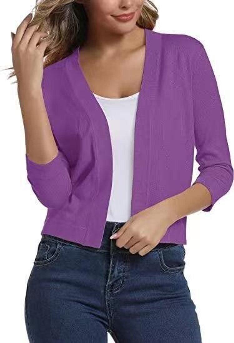 Olivia | Cardigan corto da donna con apertura frontale e maniche a tre quarti