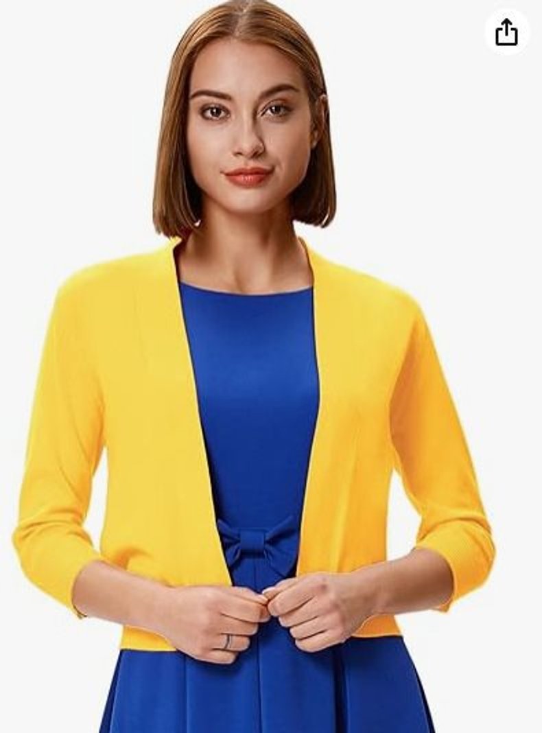 Olivia | Cardigan corto da donna con apertura frontale e maniche a tre quarti