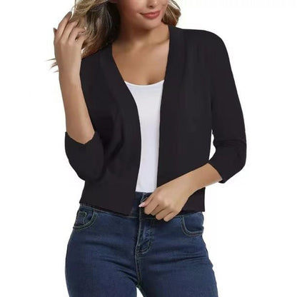 Olivia | Cardigan corto da donna con apertura frontale e maniche a tre quarti
