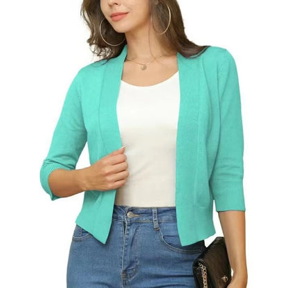 Olivia | Cardigan corto da donna con apertura frontale e maniche a tre quarti