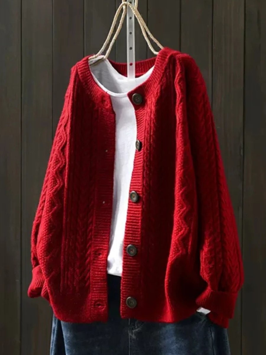 Victoria | Cardigan da donna oversize con lavorazione a trecce e bottoni