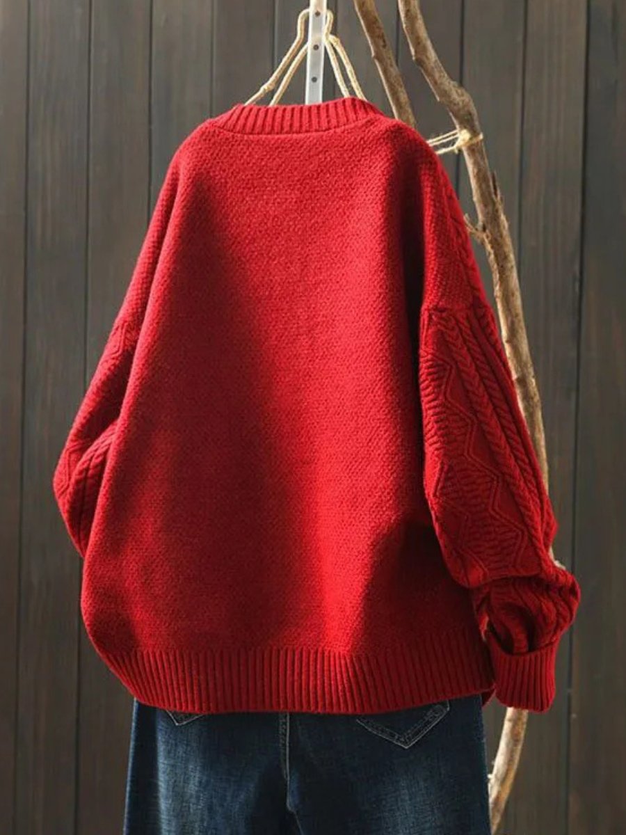 Victoria | Cardigan da donna oversize con lavorazione a trecce e bottoni