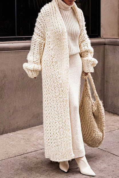 Aria | Cardigan lungo da donna oversize con davanti aperto, in maglia grossa