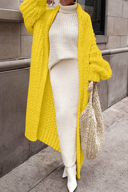 Aria | Cardigan lungo da donna oversize con davanti aperto, in maglia grossa