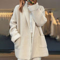 Evelyn | Cardigan da donna oversize in maglia con apertura frontale e collo a sciarpa