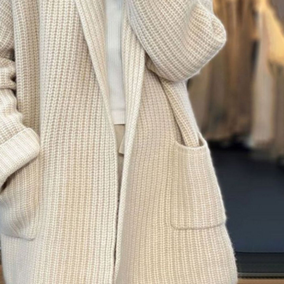 Evelyn | Cardigan da donna oversize in maglia con apertura frontale e collo a sciarpa