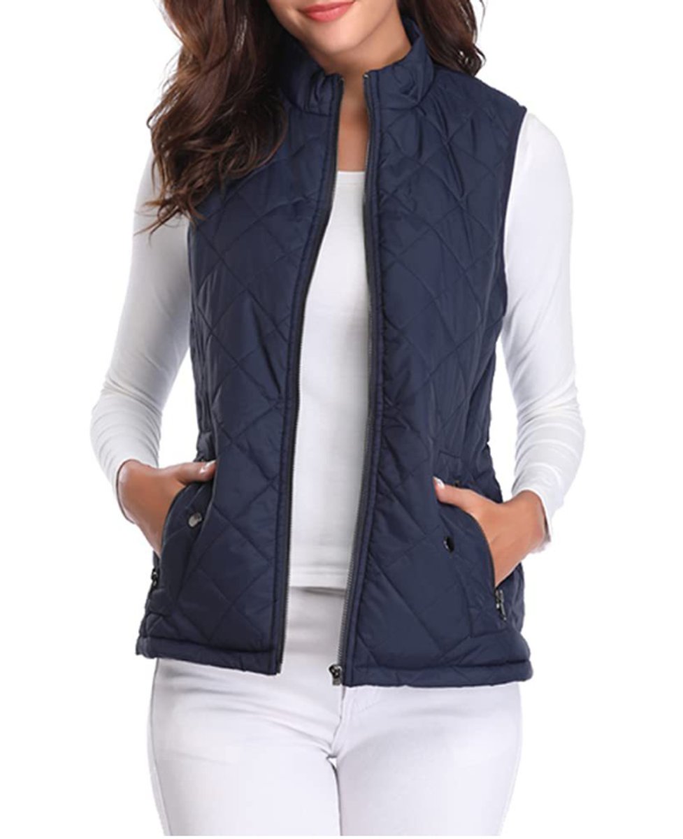 Charlotte | Gilet imbottito da donna, leggero, trapuntato, con chiusura a zip e collo alto