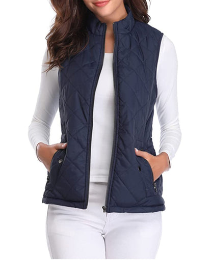 Charlotte | Gilet imbottito da donna, leggero, trapuntato, con chiusura a zip e collo alto