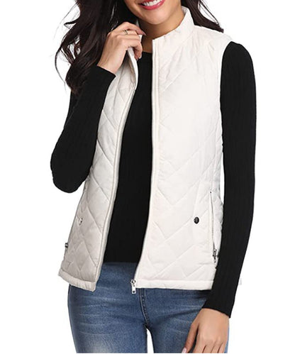 Charlotte | Gilet imbottito da donna, leggero, trapuntato, con chiusura a zip e collo alto