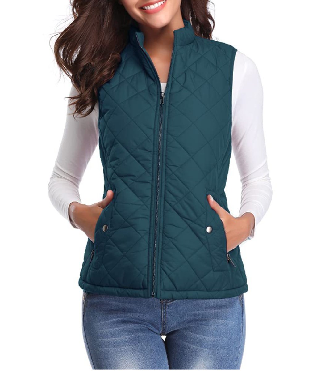 Charlotte | Gilet imbottito da donna, leggero, trapuntato, con chiusura a zip e collo alto
