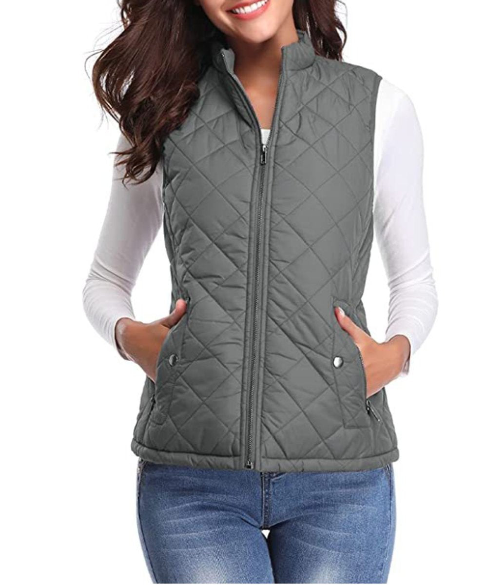 Charlotte | Gilet imbottito da donna, leggero, trapuntato, con chiusura a zip e collo alto