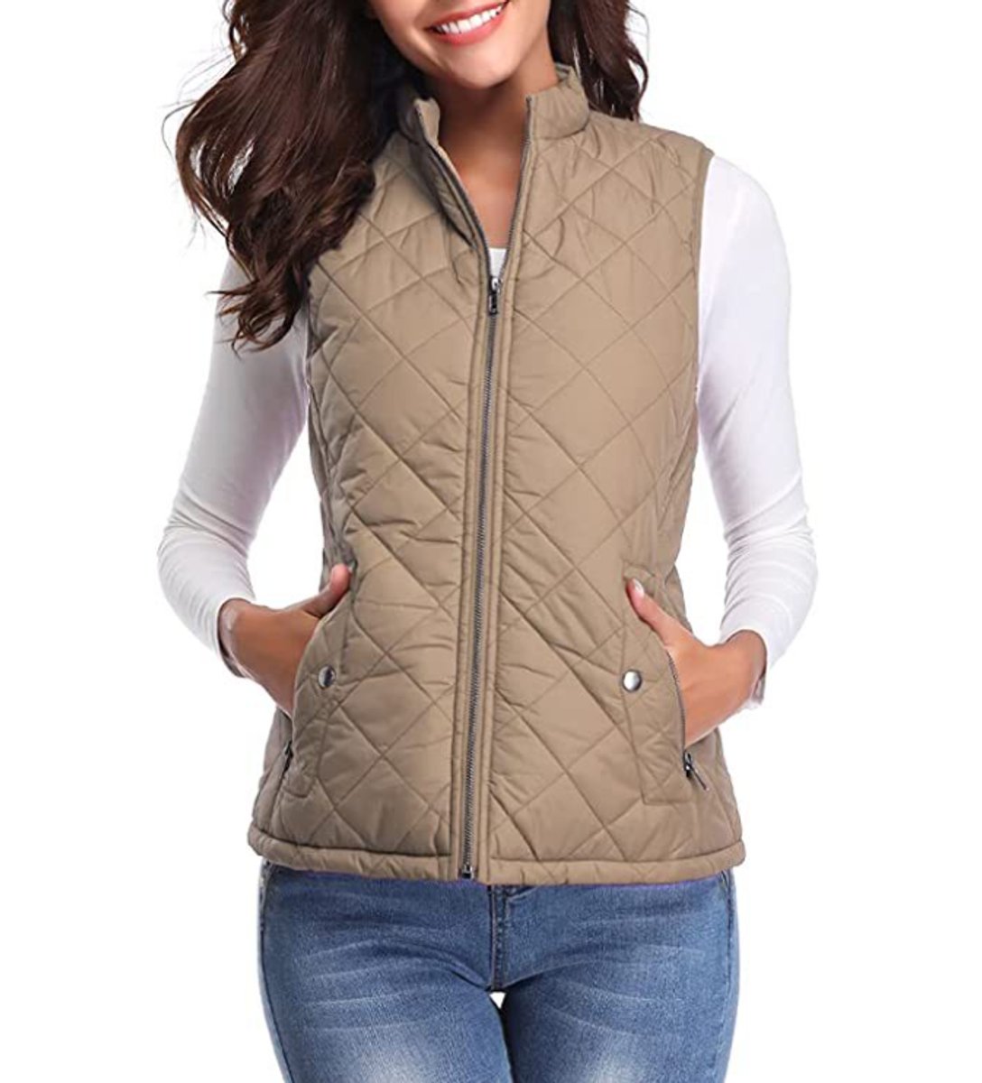 Charlotte | Gilet imbottito da donna, leggero, trapuntato, con chiusura a zip e collo alto