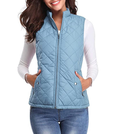 Charlotte | Gilet imbottito da donna, leggero, trapuntato, con chiusura a zip e collo alto