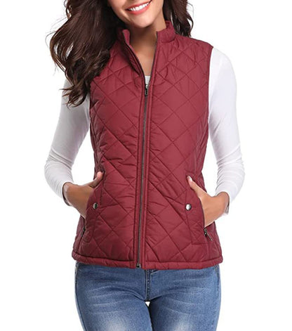 Charlotte | Gilet imbottito da donna, leggero, trapuntato, con chiusura a zip e collo alto