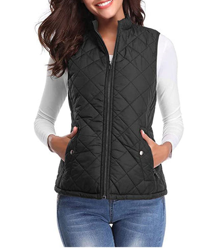 Charlotte | Gilet imbottito da donna, leggero, trapuntato, con chiusura a zip e collo alto