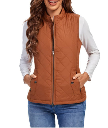 Charlotte | Gilet imbottito da donna, leggero, trapuntato, con chiusura a zip e collo alto