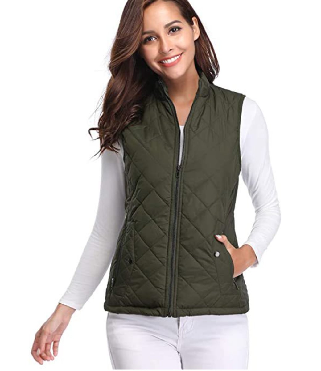Charlotte | Gilet imbottito da donna, leggero, trapuntato, con chiusura a zip e collo alto