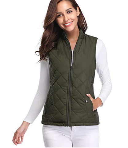 Charlotte | Gilet imbottito da donna, leggero, trapuntato, con chiusura a zip e collo alto