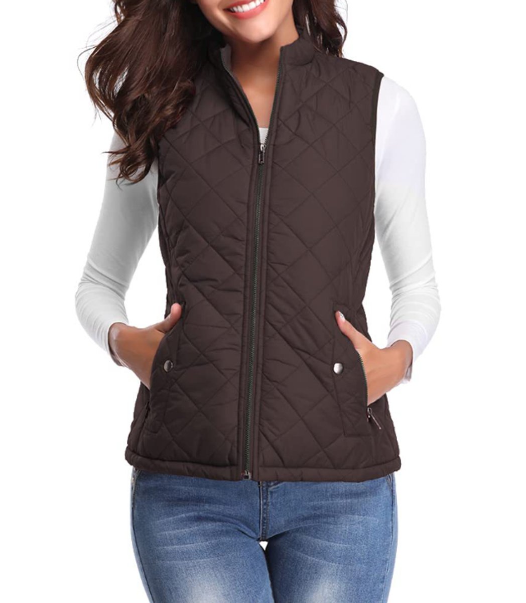 Charlotte | Gilet imbottito da donna, leggero, trapuntato, con chiusura a zip e collo alto