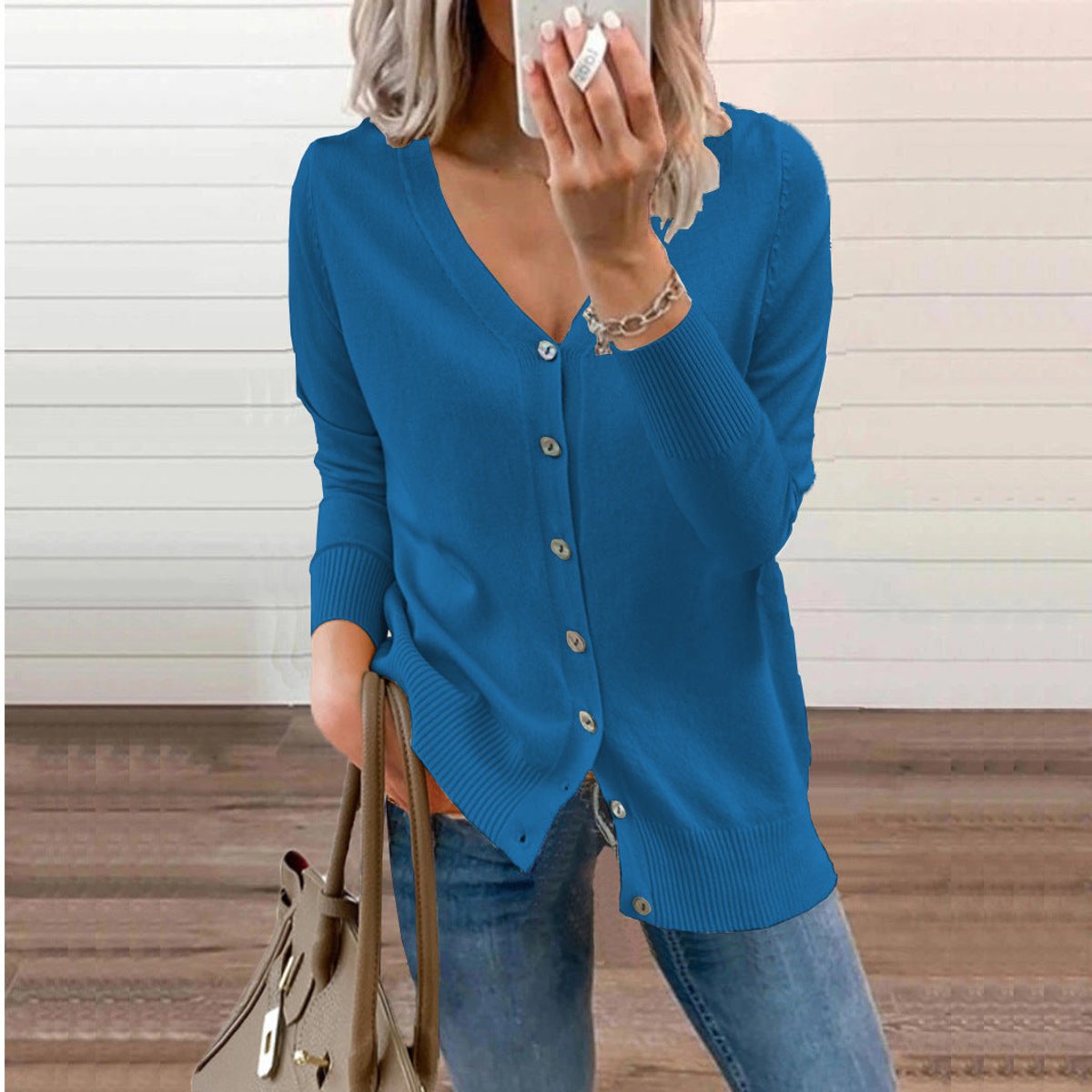Olivia | Cardigan da donna in maglia a maniche lunghe con scollo a V e abbottonatura frontale