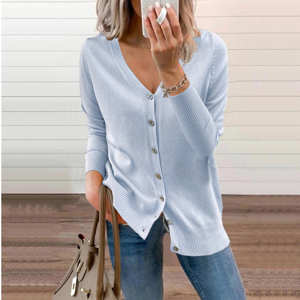 Olivia | Cardigan da donna in maglia a maniche lunghe con scollo a V e abbottonatura frontale