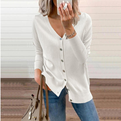 Olivia | Cardigan da donna in maglia a maniche lunghe con scollo a V e abbottonatura frontale