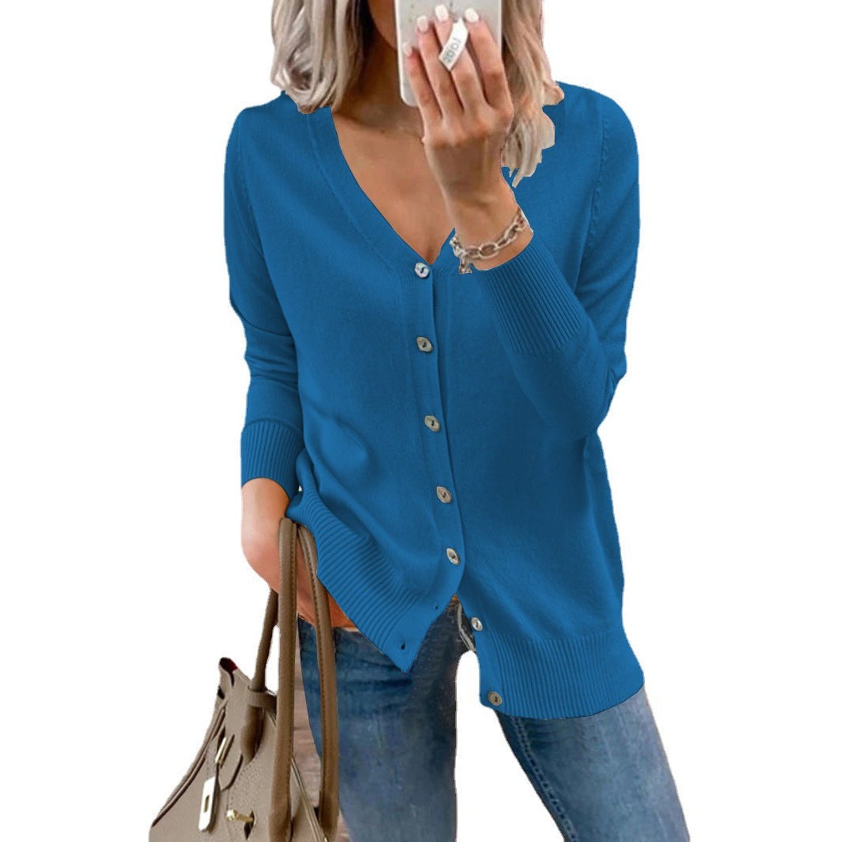 Olivia | Cardigan da donna in maglia a maniche lunghe con scollo a V e abbottonatura frontale