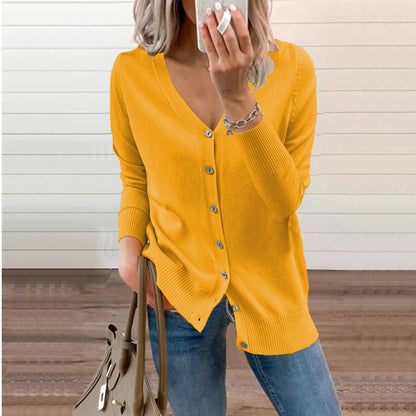 Olivia | Cardigan da donna in maglia a maniche lunghe con scollo a V e abbottonatura frontale
