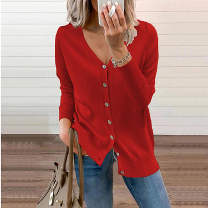 Olivia | Cardigan da donna in maglia a maniche lunghe con scollo a V e abbottonatura frontale