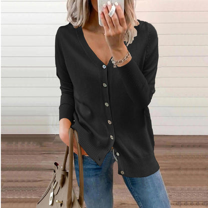 Olivia | Cardigan da donna in maglia a maniche lunghe con scollo a V e abbottonatura frontale