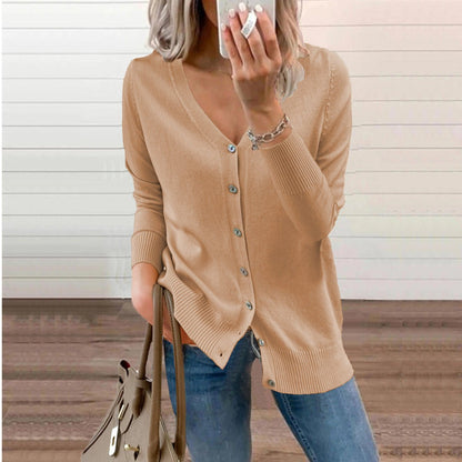Olivia | Cardigan da donna in maglia a maniche lunghe con scollo a V e abbottonatura frontale